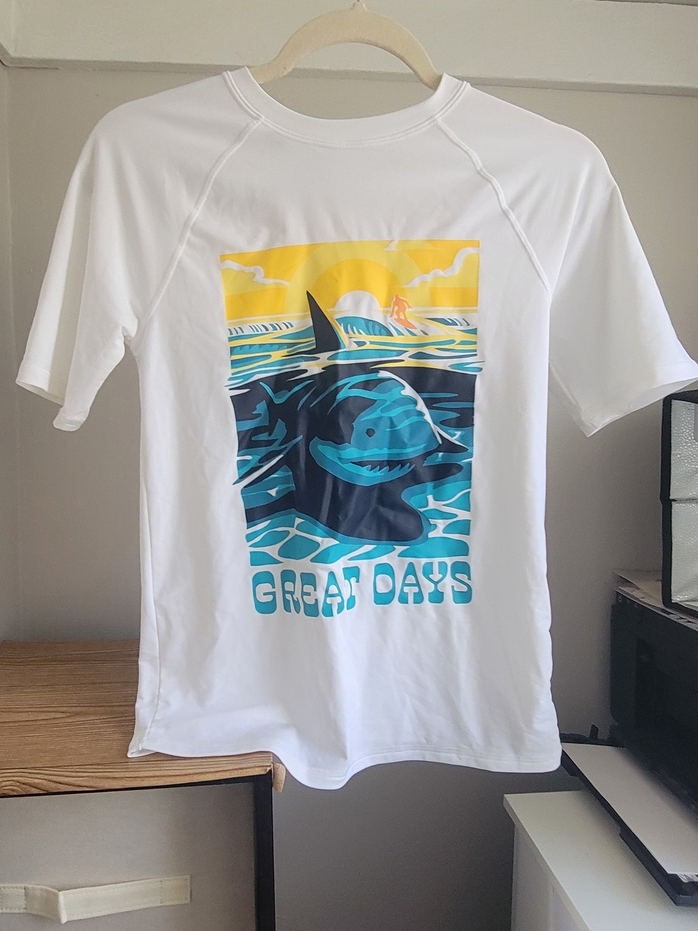 Old Navy White Graphic Tee with Yellow Accent